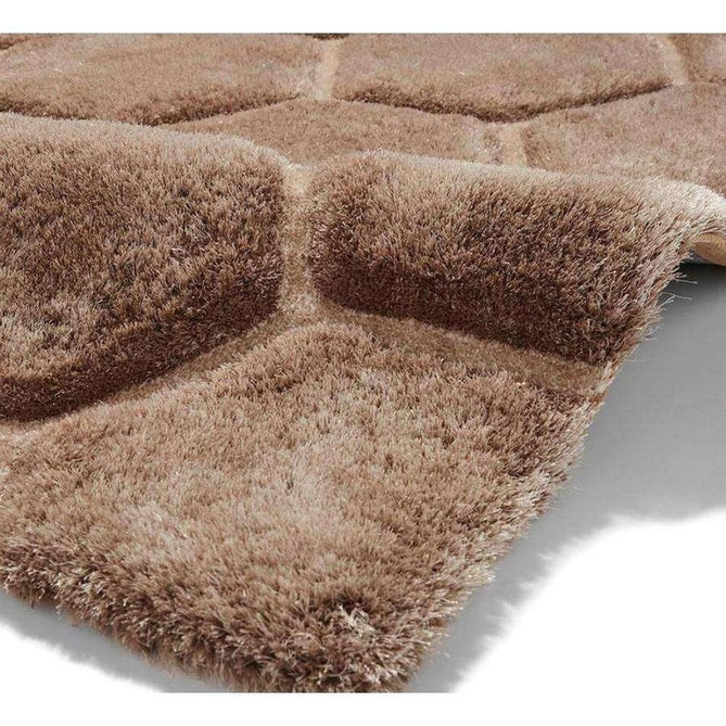 Noble House NH30782 Plush Geometric 3D Hexagon Hand-Carved High-Density Acrylic Shaggy Beige/Brown Rug-Think Rugs-Rug Love - The Most Loved Rug Store