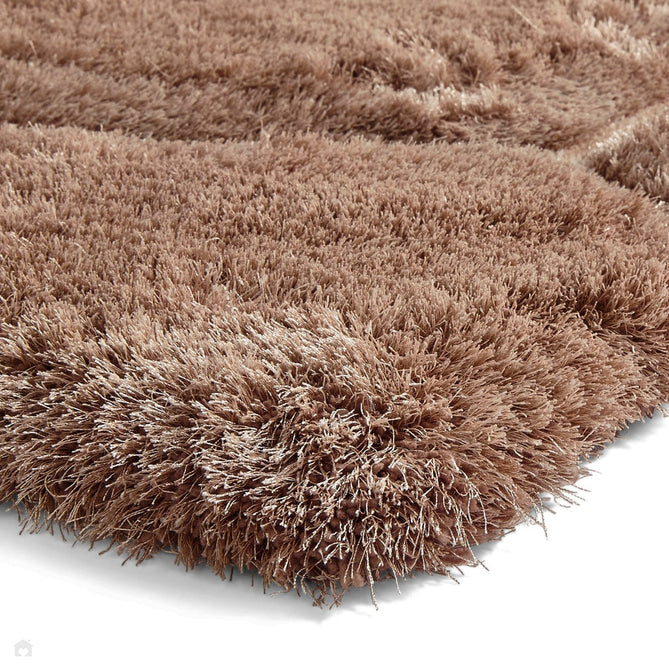 Noble House NH30782 Plush Geometric 3D Hexagon Hand-Carved High-Density Acrylic Shaggy Beige/Brown Rug-Think Rugs-Rug Love - The Most Loved Rug Store