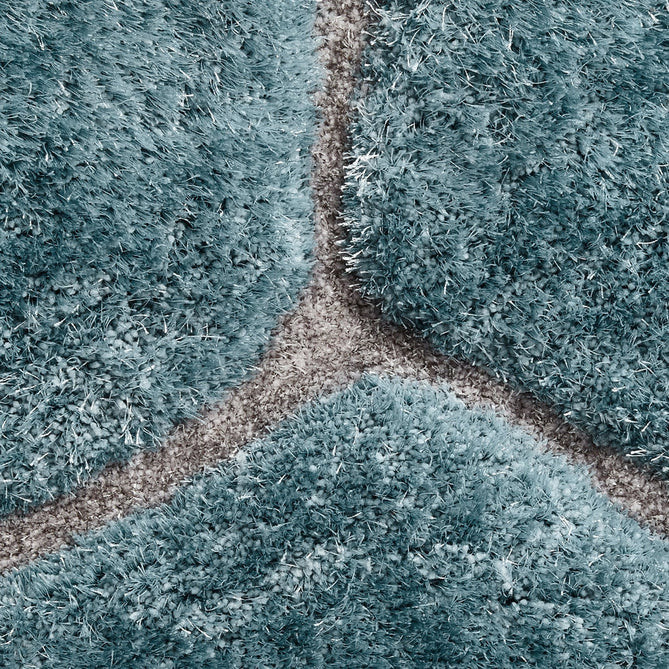 Noble House NH30782 Plush Geometric 3D Hexagon Hand-Carved High-Density Acrylic Shaggy Blue Rug-Think Rugs-Rug Love - The Most Loved Rug Store