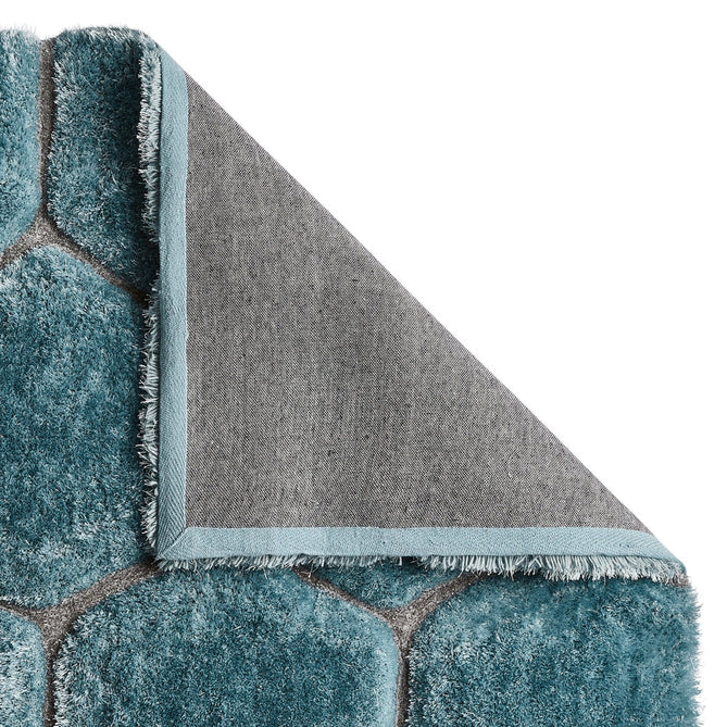 Noble House NH30782 Plush Geometric 3D Hexagon Hand-Carved High-Density Acrylic Shaggy Blue Rug-Think Rugs-Rug Love - The Most Loved Rug Store