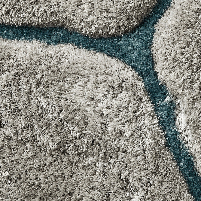 Noble House NH30782 Plush Geometric 3D Hexagon Hand-Carved High-Density Acrylic Shaggy Grey/Blue Rug-Think Rugs-Rug Love - The Most Loved Rug Store