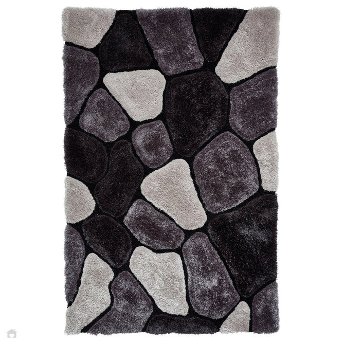 Noble House NH5858 Plush Geometric 3D Pebbles Hand-Carved High-Density Acrylic Shaggy Black/Grey Rug 150 x 230 cm-Shop Returns-Rug Love - The Most Loved Rug Store