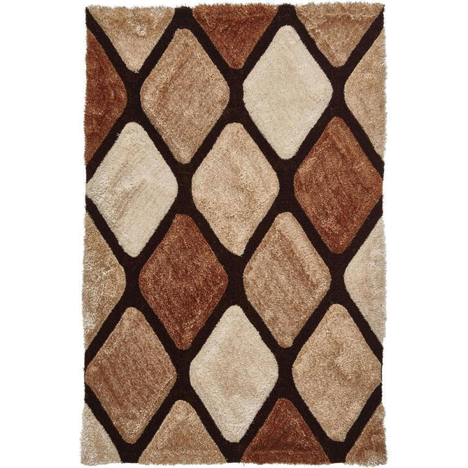 Noble House NH9247 Plush Geometric 3D Diamond Hand-Carved High-Density Acrylic Shaggy Beige/Brown Rug-Think Rugs-Rug Love - The Most Loved Rug Store