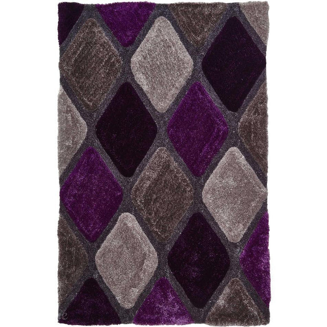 Noble House NH9247 Plush Geometric 3D Diamond Hand-Carved High-Density Acrylic Shaggy Grey/Purple Rug-Think Rugs-Rug Love - The Most Loved Rug Store