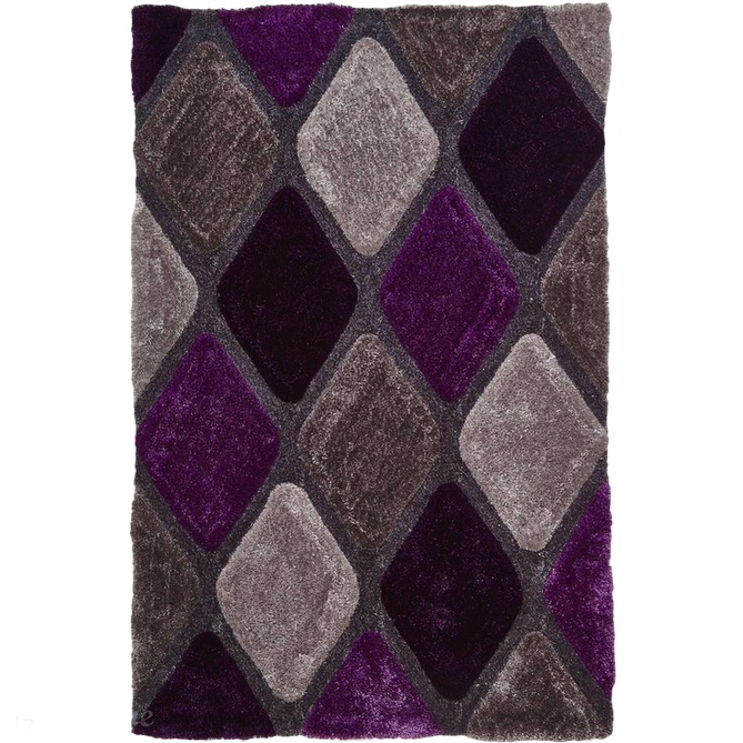 Noble House NH9247 Plush Geometric 3D Diamond Hand-Carved High-Density Acrylic Shaggy Grey/Purple Rug-Think Rugs-Rug Love - The Most Loved Rug Store