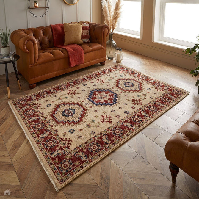 Nomad 5561 J Traditional Persian Medallion Border Wool Beige/Red/Blue/Multicolour Low Flat-Pile Rug-Oriental Weavers-Rug Love - The Most Loved Rug Store