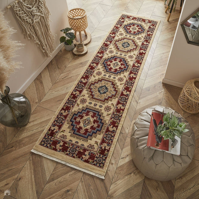 Nomad 5561 J Traditional Persian Medallion Border Wool Beige/Red/Blue/Multicolour Low Flat-Pile Rug-Oriental Weavers-Rug Love - The Most Loved Rug Store