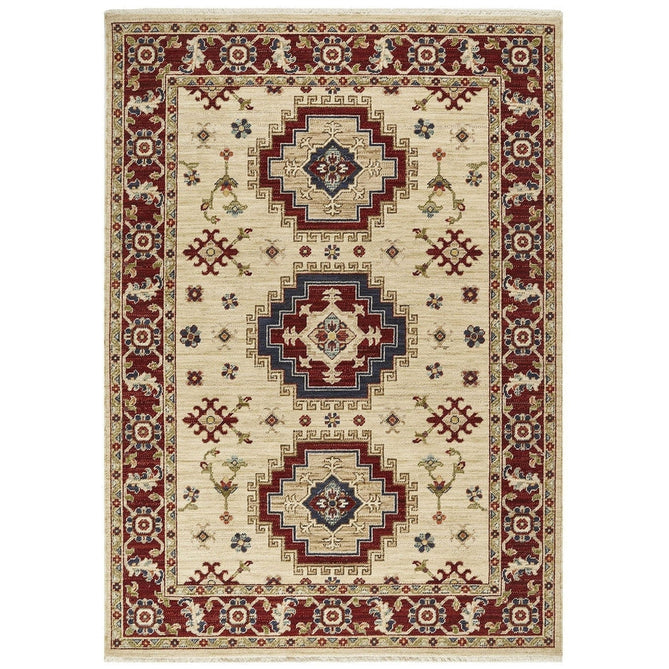 Nomad 5561 J Traditional Persian Medallion Border Wool Beige/Red/Blue/Multicolour Low Flat-Pile Rug-Oriental Weavers-Rug Love - The Most Loved Rug Store