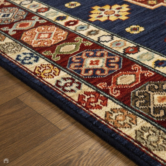 Nomad 751 B Traditional Persian Medallion Border Wool Navy Blue/Red/Multicolour Low Flat-Pile Rug-Oriental Weavers-Rug Love - The Most Loved Rug Store