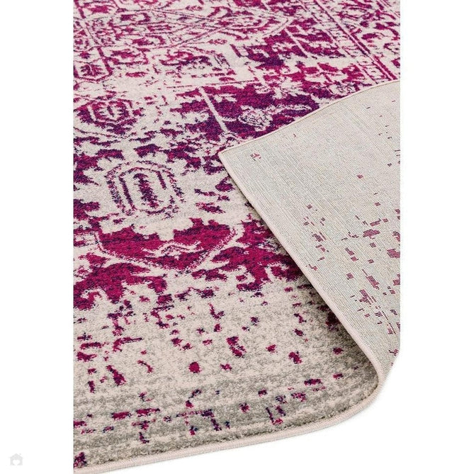 Nova NV08 Antique Traditional Medallion Border Durable Short Pile Fuchsia/Cream/Grey Rug-Asiatic Carpets-Rug Love - The Most Loved Rug Store