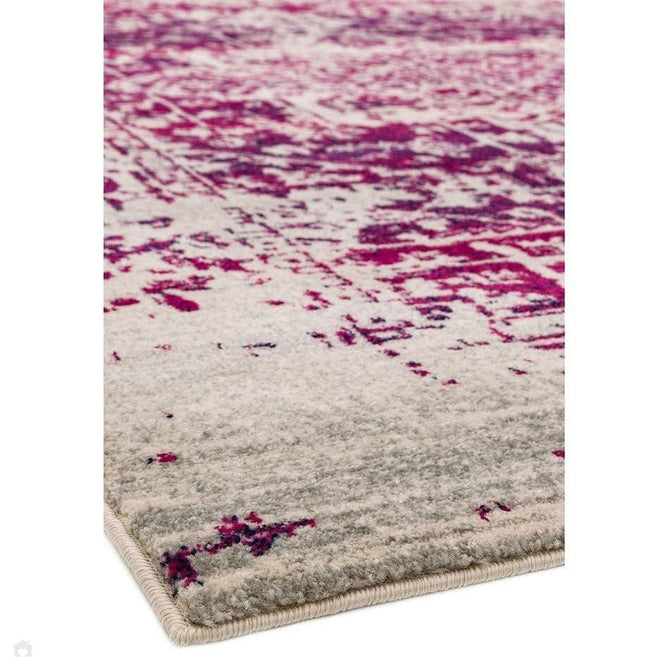 Nova NV08 Antique Traditional Medallion Border Durable Short Pile Fuchsia/Cream/Grey Rug-Asiatic Carpets-Rug Love - The Most Loved Rug Store