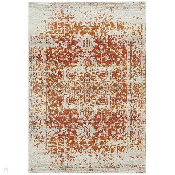 Nova NV09 Antique Traditional Medallion Border Durable Short Pile Orange/Cream/Grey Rug-Asiatic Carpets-Rug Love - The Most Loved Rug Store