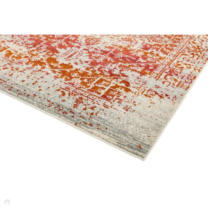 Nova NV09 Antique Traditional Medallion Border Durable Short Pile Orange/Cream/Grey Rug-Asiatic Carpets-Rug Love - The Most Loved Rug Store