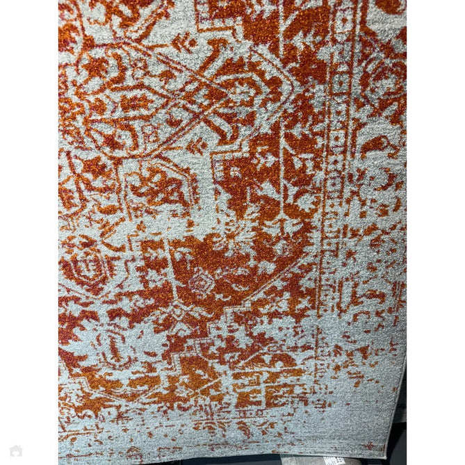 Nova NV09 Antique Traditional Medallion Border Durable Short Pile Orange/Cream/Grey Rug-Asiatic Carpets-Rug Love - The Most Loved Rug Store