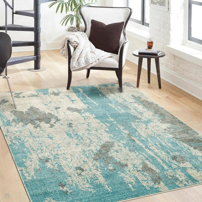 Nova NV15 Painterly Modern Abstract Durable Short Pile Duck Egg Rug-Asiatic Carpets-Rug Love - The Most Loved Rug Store