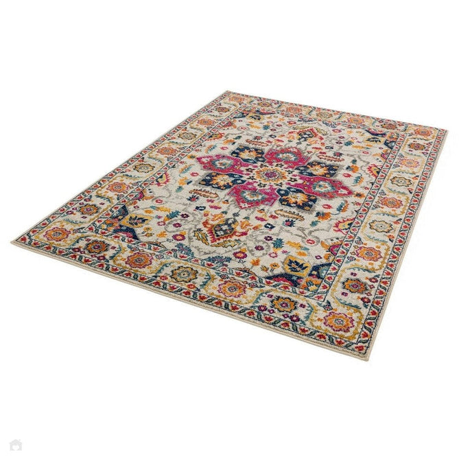 Nova NV24 Persian Traditional Medallion Border Durable Short Pile White/Multicolour Rug-Asiatic Carpets-Rug Love - The Most Loved Rug Store