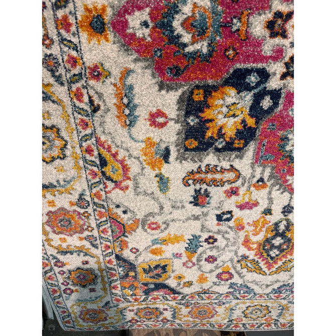 Nova NV24 Persian Traditional Medallion Border Durable Short Pile White/Multicolour Rug-Asiatic Carpets-Rug Love - The Most Loved Rug Store