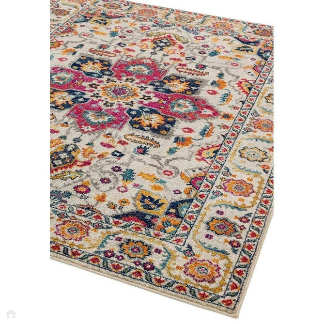 Nova NV24 Persian Traditional Medallion Border Durable Short Pile White/Multicolour Rug-Asiatic Carpets-Rug Love - The Most Loved Rug Store