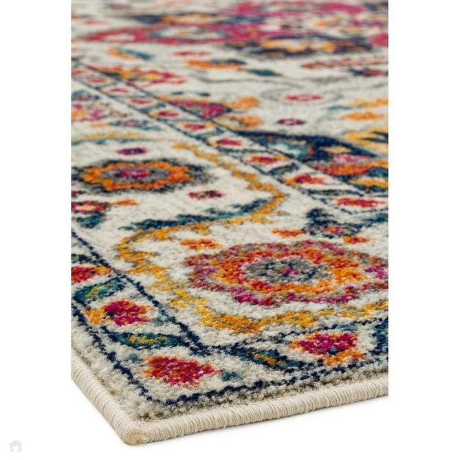 Nova NV24 Persian Traditional Medallion Border Durable Short Pile White/Multicolour Rug-Asiatic Carpets-Rug Love - The Most Loved Rug Store