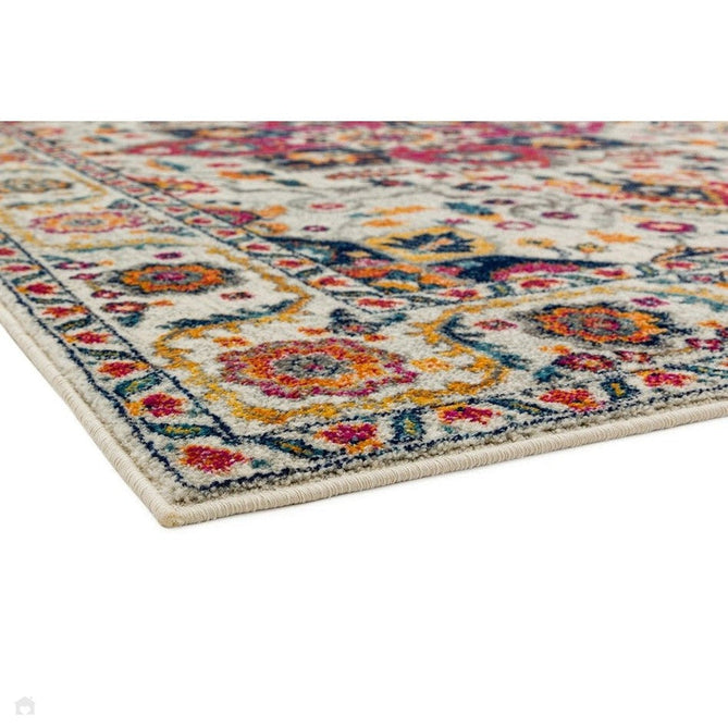 Nova NV24 Persian Traditional Medallion Border Durable Short Pile White/Multicolour Rug-Asiatic Carpets-Rug Love - The Most Loved Rug Store