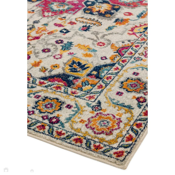 Nova NV24 Persian Traditional Medallion Border Durable Short Pile White/Multicolour Rug-Asiatic Carpets-Rug Love - The Most Loved Rug Store