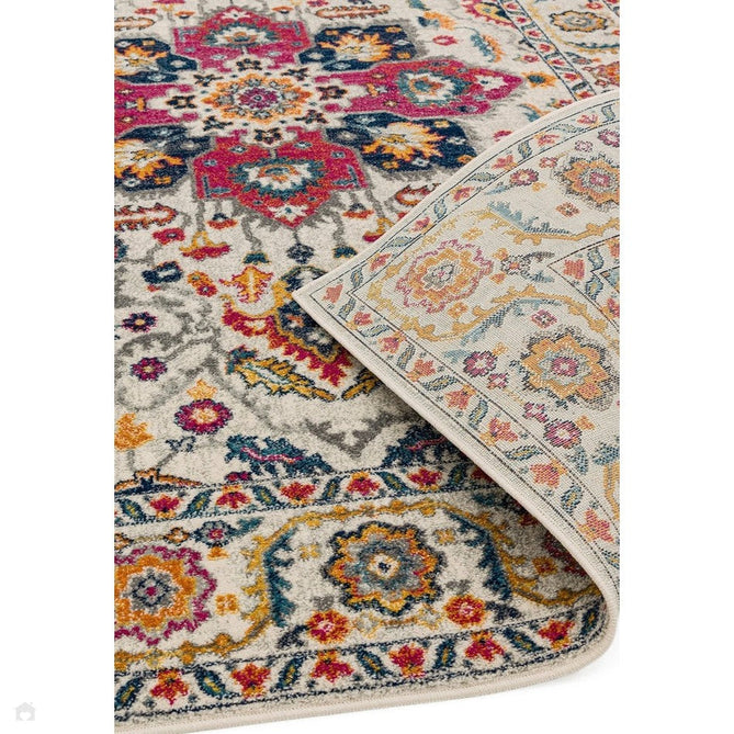 Nova NV24 Persian Traditional Medallion Border Durable Short Pile White/Multicolour Rug-Asiatic Carpets-Rug Love - The Most Loved Rug Store