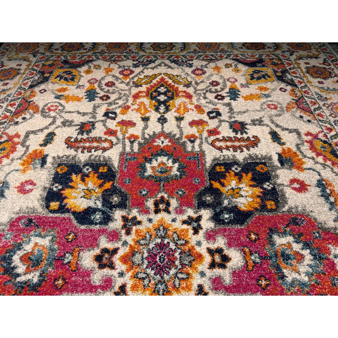 Nova NV24 Persian Traditional Medallion Border Durable Short Pile White/Multicolour Rug-Asiatic Carpets-Rug Love - The Most Loved Rug Store