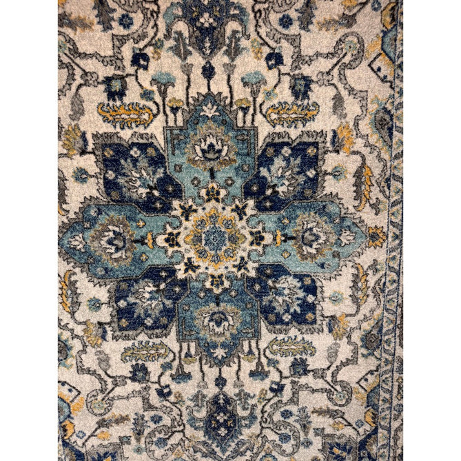 Nova NV25 Persian Traditional Medallion Border Durable Short Pile Blue/Cream/Yellow Rug-Asiatic Carpets-Rug Love - The Most Loved Rug Store