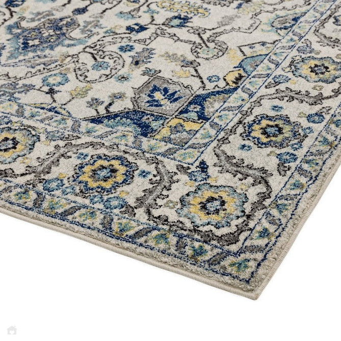 Nova NV25 Persian Traditional Medallion Border Durable Short Pile Blue/Cream/Yellow Rug-Asiatic Carpets-Rug Love - The Most Loved Rug Store