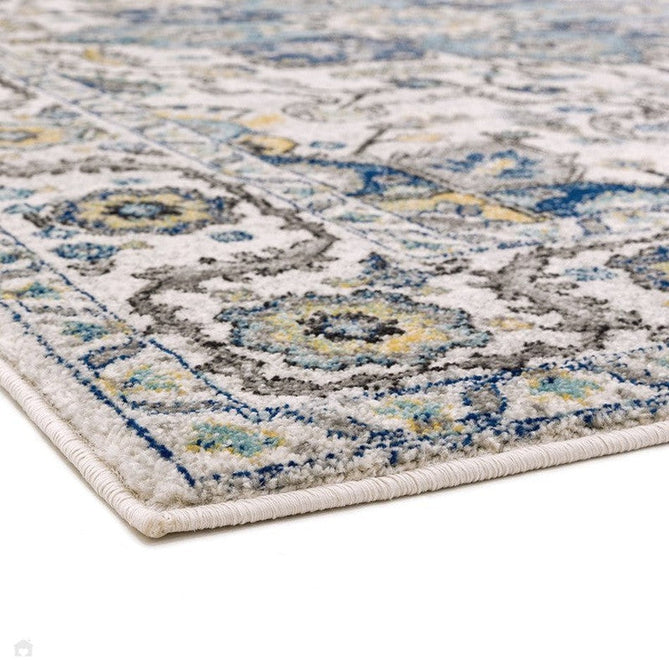 Nova NV25 Persian Traditional Medallion Border Durable Short Pile Blue/Cream/Yellow Rug-Asiatic Carpets-Rug Love - The Most Loved Rug Store