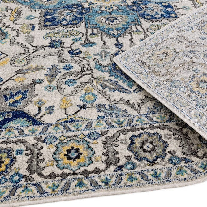 Nova NV25 Persian Traditional Medallion Border Durable Short Pile Blue/Cream/Yellow Rug-Asiatic Carpets-Rug Love - The Most Loved Rug Store