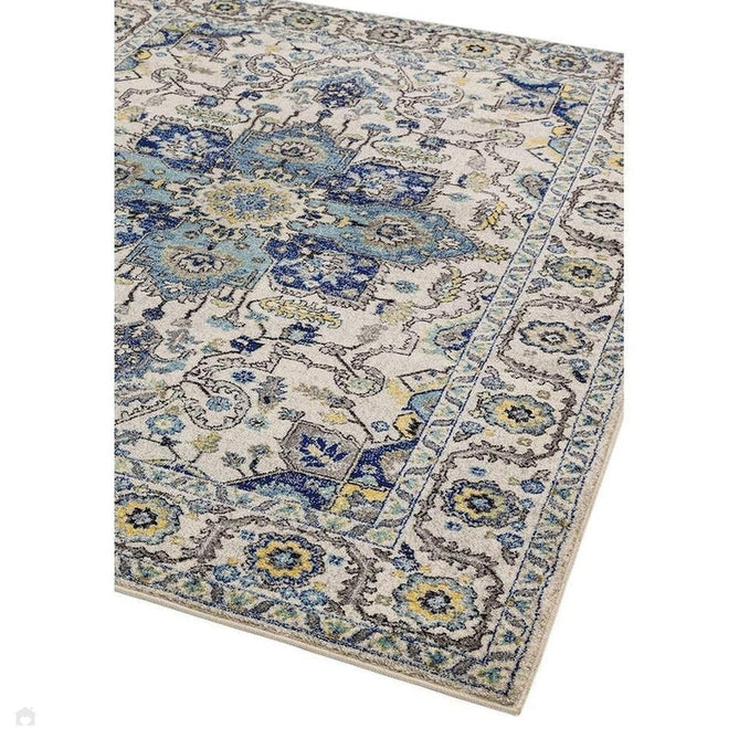 Nova NV25 Persian Traditional Medallion Border Durable Short Pile Blue/Cream/Yellow Rug-Asiatic Carpets-Rug Love - The Most Loved Rug Store