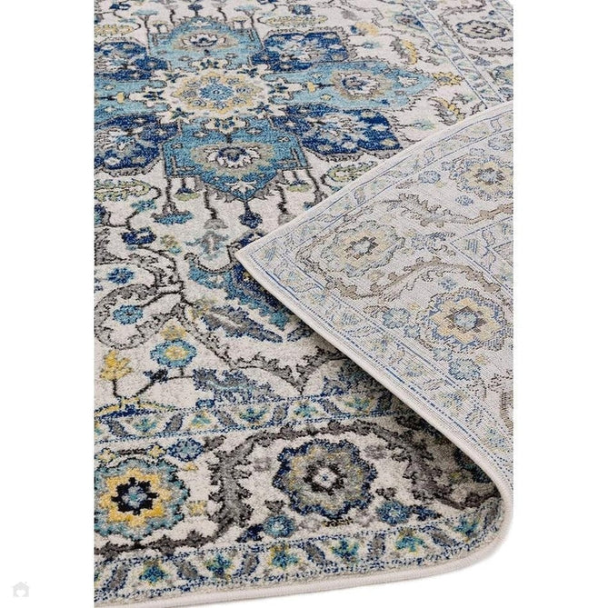 Nova NV25 Persian Traditional Medallion Border Durable Short Pile Blue/Cream/Yellow Rug-Asiatic Carpets-Rug Love - The Most Loved Rug Store