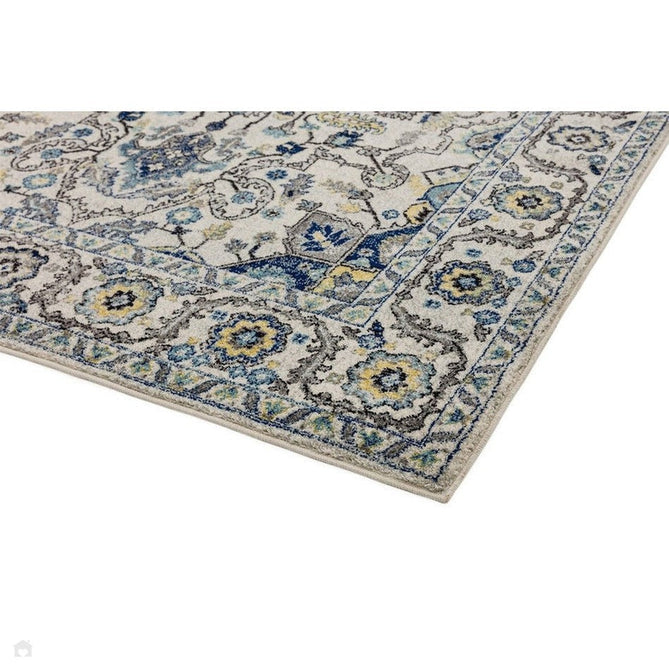 Nova NV25 Persian Traditional Medallion Border Durable Short Pile Blue/Cream/Yellow Rug-Asiatic Carpets-Rug Love - The Most Loved Rug Store