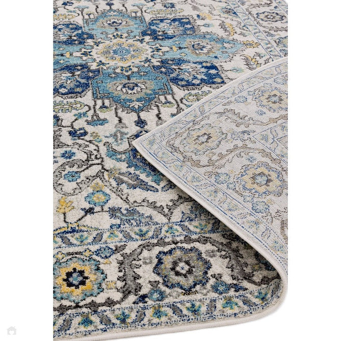 Nova NV25 Persian Traditional Medallion Border Durable Short Pile Blue/Cream/Yellow Rug-Asiatic Carpets-Rug Love - The Most Loved Rug Store