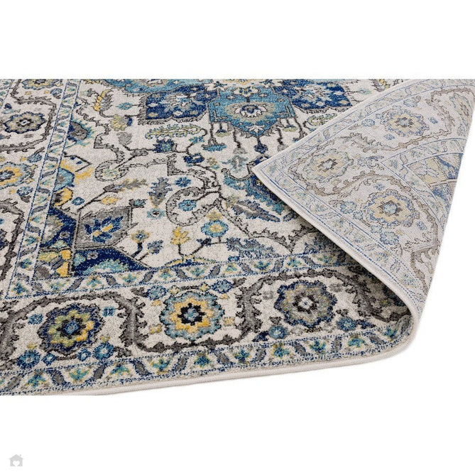 Nova NV25 Persian Traditional Medallion Border Durable Short Pile Blue/Cream/Yellow Rug-Asiatic Carpets-Rug Love - The Most Loved Rug Store