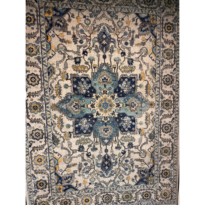 Nova NV25 Persian Traditional Medallion Border Durable Short Pile Blue/Cream/Yellow Rug-Asiatic Carpets-Rug Love - The Most Loved Rug Store