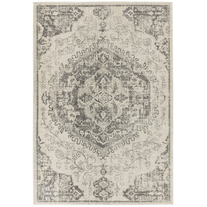 Nova NV26 Medallion Traditional Border Durable Short Pile Ivory/Grey Rug-Asiatic Carpets-Rug Love - The Most Loved Rug Store