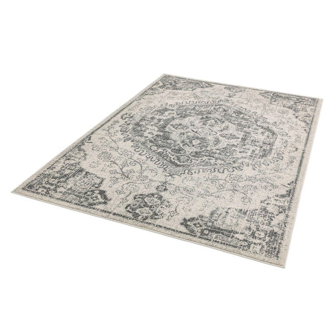 Nova NV26 Medallion Traditional Border Durable Short Pile Ivory/Grey Rug-Asiatic Carpets-Rug Love - The Most Loved Rug Store