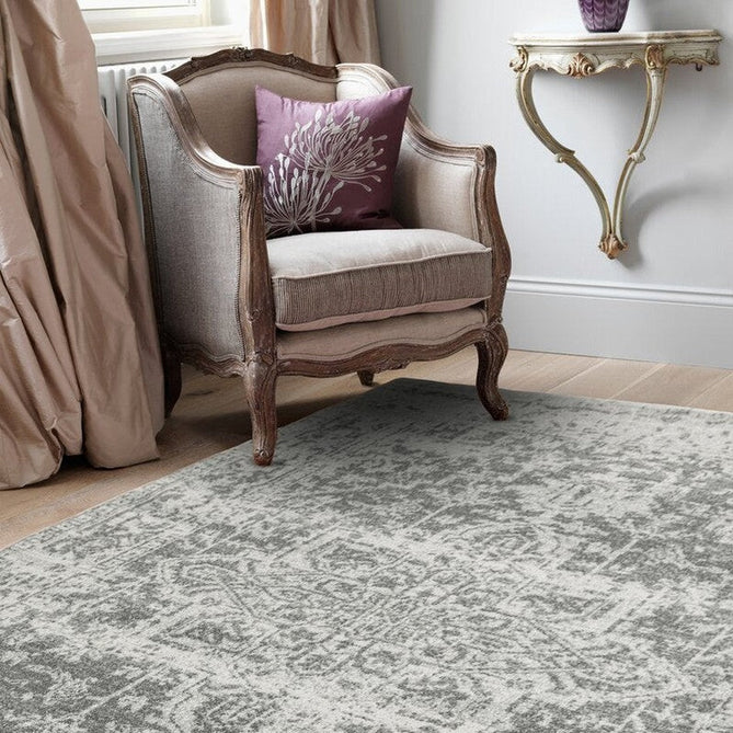 Nova NV26 Medallion Traditional Border Durable Short Pile Ivory/Grey Rug-Asiatic Carpets-Rug Love - The Most Loved Rug Store