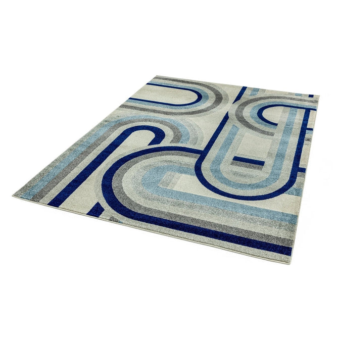 Nova NV30 Retro Modern Abstract Durable Short Pile Blue Rug-Asiatic Carpets-Rug Love - The Most Loved Rug Store