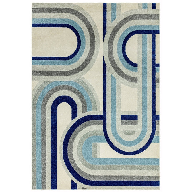 Nova NV30 Retro Modern Abstract Durable Short Pile Blue Rug-Asiatic Carpets-Rug Love - The Most Loved Rug Store