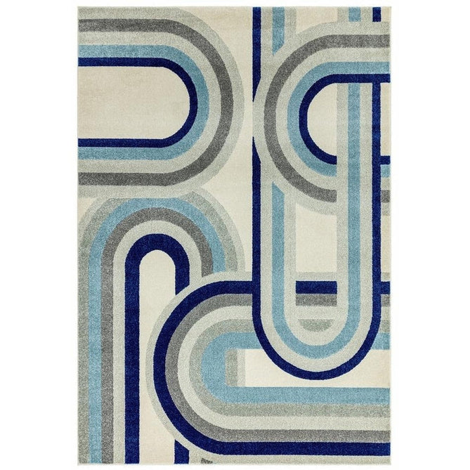 Nova NV30 Retro Modern Abstract Durable Short Pile Blue Rug-Asiatic Carpets-Rug Love - The Most Loved Rug Store