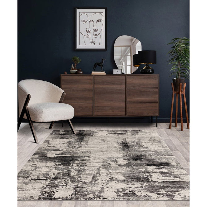 Nova NV37 Mirage Modern Abstract Durable Short Pile Charcoal Grey/Black Rug-Asiatic Carpets-Rug Love - The Most Loved Rug Store