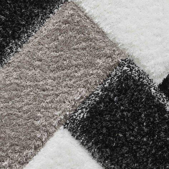 Olympia 2239 3D Geometric Plush Hand Carved Soft Polypropylene Shaggy Black/White/Grey Rug-Think Rugs-Rug Love - The Most Loved Rug Store