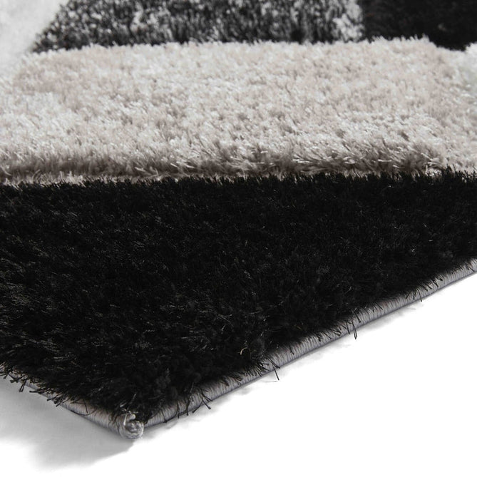 Olympia 2239 3D Geometric Plush Hand Carved Soft Polypropylene Shaggy Black/White/Grey Rug-Think Rugs-Rug Love - The Most Loved Rug Store