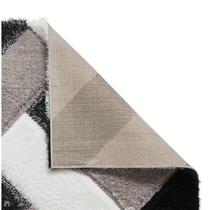 Olympia 2239 3D Geometric Plush Hand Carved Soft Polypropylene Shaggy Black/White/Grey Rug-Think Rugs-Rug Love - The Most Loved Rug Store