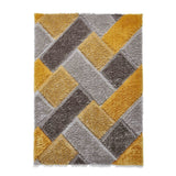 Olympia 2239 3D Geometric Plush Hand Carved Soft Polypropylene Shaggy Grey/Yellow/Brown Rug