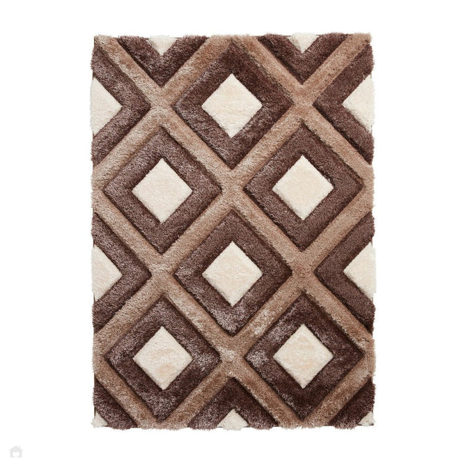 Olympia GR224 3D Geometric Plush Hand Carved Soft Polypropylene Shaggy Beige/Brown/Cream Rug 120 x 170 cm-Shop Returns-Rug Love - The Most Loved Rug Store