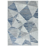 Orion OR14 Blocks Modern Geometric Distressed Textured Soft-Touch Metallic Shimmer Blue/Grey/Silver/Cream Rug